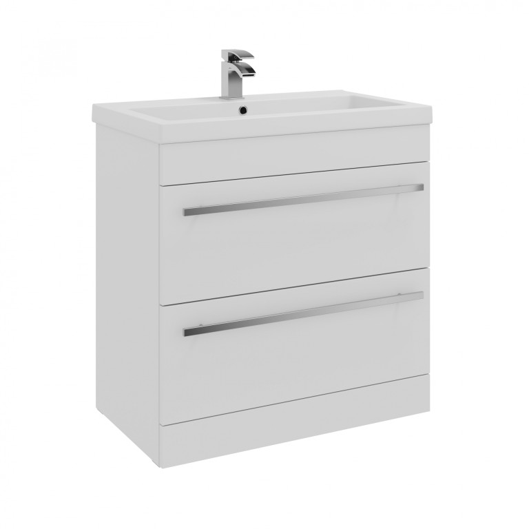 800mm-Floor-2Drawer-Unit-Mid-Depth-Basin-White-FUR045PU-FUR062PU