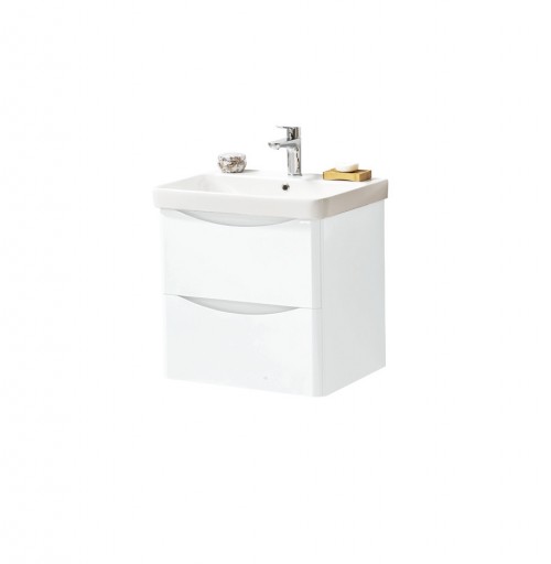 FUR453CA FUR149ME - 600mm Wall Mounted 2 Drawer Unit  And  Ceramic Basin - White
