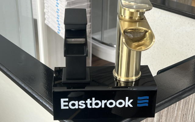 Stylish Eastbrook Basin Taps showcased in a sleek display.