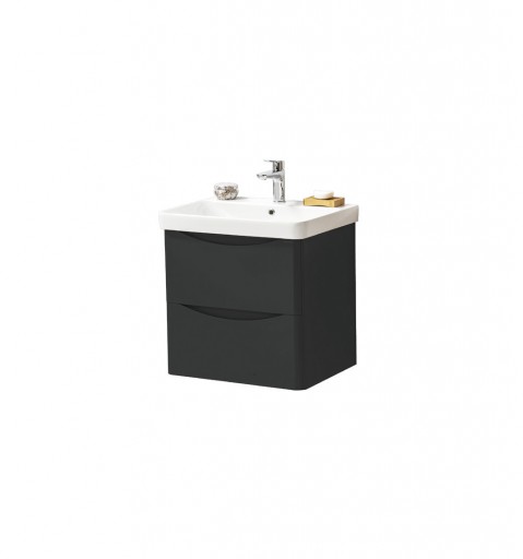 FUR463CA FUR149ME - 600mm Wall Mounted 2 Drawer Unit  And  Ceramic Basin - Anthracite