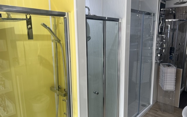 14 - LAZA Bathroom Showroom -  Edmonton - Sliding door shower enclosures
