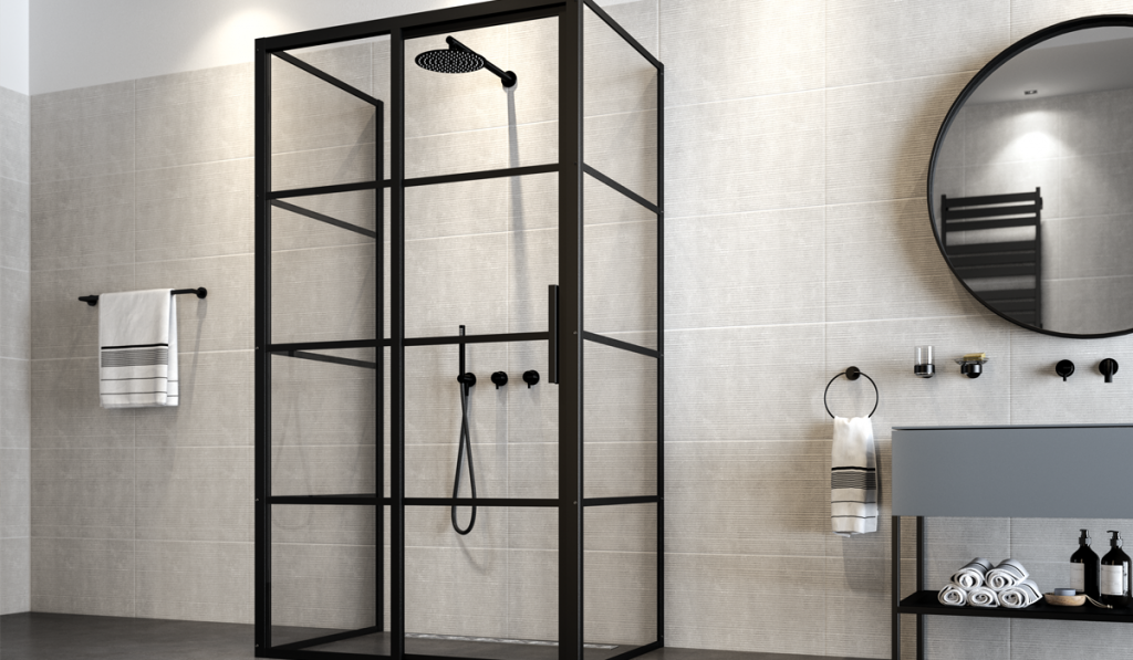 Impey-wetroom-soho-black-screen-glass-roomset-sliding-door-1-wall-three-sides-panel-AH24SP02-80