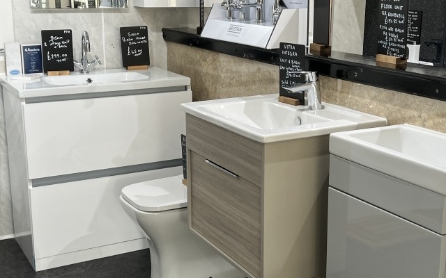 40 - LAZA Bathroom Showroom -  Edmonton - Wall-hung vanity units and toilet